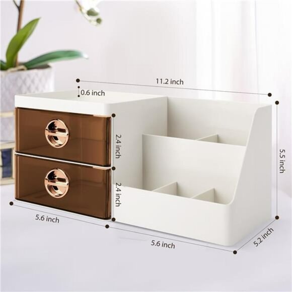 Makeup Organizer with Clear Drawers Large Vanity Skincare Storage Box - Picture 3 of 8